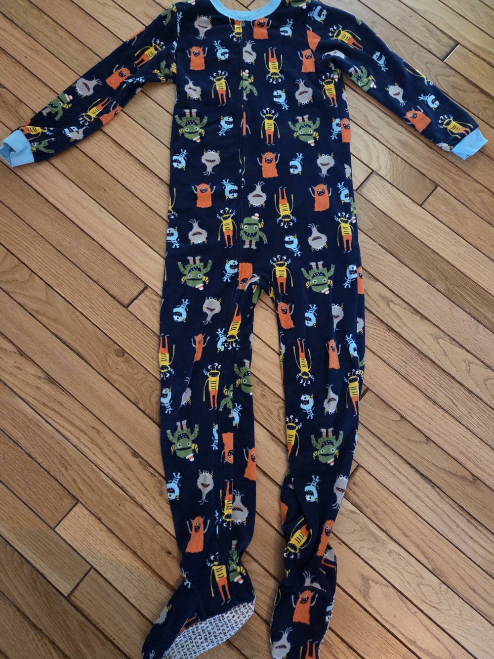 Carters- Kids Navy Monster Print Footed One-Piece Pajamas
